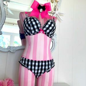 2011 🎀 2 Pc New with Tags Sexy Little Things Gingham Push-up Bra and Panties